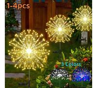 Luces solares de fuegos artificiales para exteriores, impermeable IP65, 8 modos de iluminación, cadena de luces de hadas, iluminación de Navidad, decoración de jardín