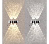 Luces solares de pared de 4 piezas con sensor de luz inteligente: luces LED para exteriores, iluminación de 8 horas, encendido/apagado automático para camino de valla de jardín