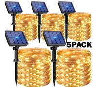 Luces Solares LED de Hadas para Exteriores, 1, 2, 3, 4, 5 Paquetes, Luces de Navidad con 8 Modos, Luces de Alambre de Cobre Impermeables para Decoración de Jardín, Árbol y Patio