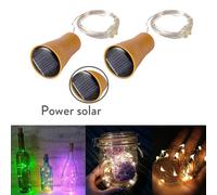 Luces solares para botellas de vino, 10LED, 15LED, 20LED, forma de corcho, guirnalda de luces navideñas, alambre de cobre, lámpara decorativa para habitación del hogar