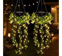 Luces solares para colgar en el jardín con energía solar, resistentes al agua, luces de jardín para primavera de verano, luces de cuerda de hadas, 8 - 12 horas, iluminación de coche para jardín, patio