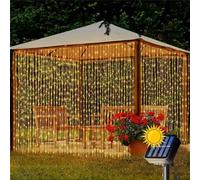 Luces solares para cortinas de 3 m x 2 m, 200 LED de alta luminosidad, 8 modos de iluminación, ahorro de energía e impermeable IP65