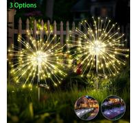 Luces solares para exteriores, alambre de cobre decorativo, 200 LED, luz de fuegos artificiales, impermeable, decoración DIY, patio, jardín, patio, regalos de jardinería