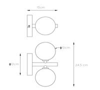Lucide Aplique Tycho, 2 luces, negro/gris humo