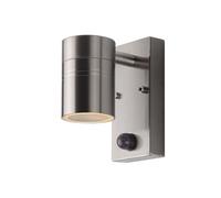 LUCIDE ARNE-LED IR - Foco de pared/Lámpara de pared Dentro/Fuera - Ø 6,3 cm - LED - GU10-1x5W 2700K - IP44 - Sensor movimiento & día/noche - Cromo mate