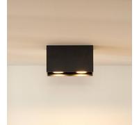 Lucide Bodi downlight de techo, angular, negro, GU10, 2 luces, aluminio