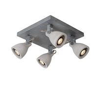 Lucide concri de LED - - Foco de Techo 9 cm de diámetro - LED DIM. - GU10 - 2 x 5 W 3000 K - Gris, metal, gris, GU10 5 wattsW 230 voltsV