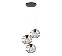 Lucide DANZA - Lámpara colgante - Ø 50 cm - 3xE27 - Negro Negro