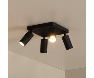 Lucide Downlight Clubs, negro, 4 luces, GU10, aluminio
