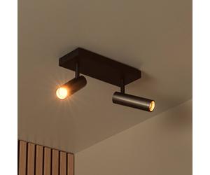 Lucide Downlight Grado, longitud 25 cm, gris, metal, 2 luces.