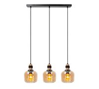 Lucide Ilona lámpara colgante, cristal, negro/ámbar, 3 luces