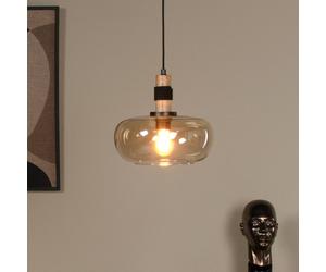 Lucide Ilona lámpara colgante, cristal, Ø 30 cm, negro/ámbar, 1 luz