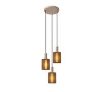 Lucide LAMBRES - Lámpara colgante - 3xE27 - Taupe Taupe