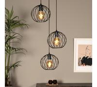 Lucide Lámpara colgante Danza, 3 luces, redondo, negro