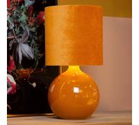 Lucide Lámpara de mesa Esterad, ocre, Ø 24 cm, altura 47 cm, cristal