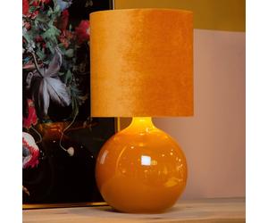 Lucide Lámpara de mesa Esterad, ocre, Ø 24 cm, altura 47 cm, cristal