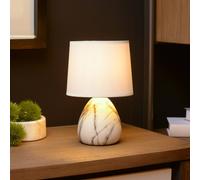 Lucide Lámpara de mesa Marmo con pie de cerámica, blanco