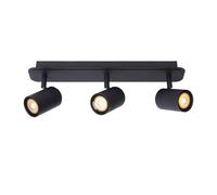 Lucide LENNERT - Foco de techo Baño - LED Regul. - GU10 - 3x5W 3000K - IP44 - Negro Negro