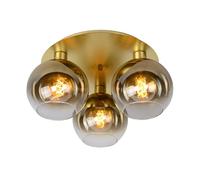 Lucide Marius plafón, dorado, Ø 50 cm, cristal, 3 luces