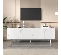 Luckdect - Mueble para TV, 4 puertas, 4 estantes ajustables, longitud 175 cm, mueble para televisión, armario bajo, sala de estar, interior, para salón y dormitorio, TV de hasta 60 pulgadas