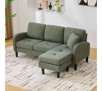 Luckdect - Sofá esquinero de 3 plazas, sofá convertible con meridiana reversible derecha o izquierda, tela de pana, respaldo tapizado, sofá compacto para salón o apartamento