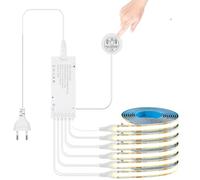 LUCKGULU Juego de tiras LED COB de 12 V, 6 en 1, 6 x 1 m, blanco cálido, regulable, con interruptor de barrido táctil y mano penetrante para armario, vitrina, cocina, estantería, paneles acústicos