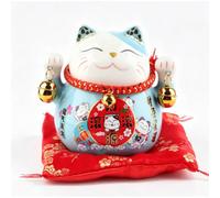 Lucky Cat Piggy Bank, 4.5 Pulgadas Cerámica Maneki Neko Lucky Cat Coin Bank Lindo Trae Suerte Buen Deseo Cerámica Fortune Cat Saving Pot Decoración De Escritorio(Azul)
