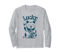 Lucky Maneki Neko Saludando Gato Japonés Lucky Manga Larga