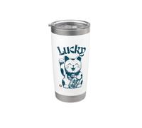 Lucky Maneki Neko Saludando Gato Japonés Lucky Vaso térmico de acero inoxidable de doble pared