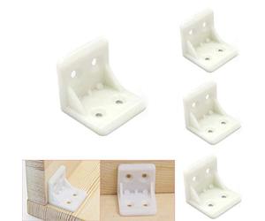 Luckycivia - 30 soportes de esquina de plástico para muebles, soporte de tablero de ángulo recto de 4 agujeros, soporte en forma de L, soporte de esquina para estante (blanco)