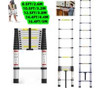 lucn Escalera Telescópica de Aluminio Plegable Extensible - Escalón Antideslizante con Seguro de Bloqueo - Liviana Compacta para Hogar, Exteriores, Jardín, Pintura, Mantenimiento, Almacén - Tamaños 14