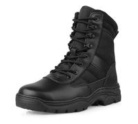 LUDEY Botas Militares Tácticas de Seguridad para Hombre con Cremallera Lateral Cómodas Botas Policía y Combate Diseño de Desierto Negro 41EU
