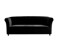 Lujosa funda para sofá Chesterfield de terciopelo elástico negro, protector de piel antideslizante y fundas de cojín separadas para un máximo estilo y protección, funda perfecta para sofá biplaza