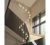 Lujosa lámpara de araña de Cristal Dorado de 26 Luces para vestíbulos, escaleras y áticos con techos Altos, Regulable, 2700 W, 6000 K, iluminación Dorada.