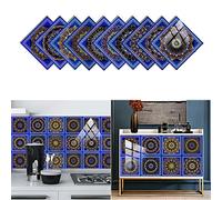 Lukery 20 PCS Azulejos Adhesivos Cocina Baño, Impermeables DIY Azulejos Ceramica Azulejo Adhesivo Pared Suelo, PVC Boho Azulejos Pegatina (15x15cm,Mandala Azul Oscuro)