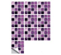 Lukery 20 PCS Azulejos Adhesivos Cocina Baño, Impermeables PVC Azulejos Ceramica Azulejo Adhesivo Pared Suelo, DIY Mosaico Morado Azulejos Pegatina (10X10cm,Morado Oscuro)