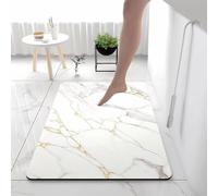 Lukery Alfombra de Diatomita Baño, Rectángulo Alfombrilla de Baño Antideslizantes, Mármol Oro Blanco Lavables Absorbente Alfombra para Bañera Ducha Cuarto de Cocina (Color: H,30x40cm)