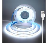 luktix 1.5m Tira LED COB USB, 5V, Blanco Frio, 6000K, 8mm Ancho, CRI 92 | Tira LED Flexible para Retroiluminación e Iluminación Ambiental de TV, Espejos, Armarios de Cocina y Estantes