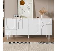 LULUWA Aparador de comedor de diseño geométrico, mueble funcional con curvas irregulares, perfecto para el minimalismo y la decoración moderna, 140 x 40 x 72 cm (largo x ancho x alto). Color blanco