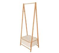 Lumaland Perchero de Pie Burro de Bambú - Mueble Recibidor de Madera con Zapatero - Colgador de Ropa con Estante Integrado - Estable y Resistente - 159 x 60 x 45 cm/Beige