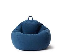 Lumaland Puf Comfort Line | Cojín suave y cómodo 80 x 90 x 50 cm | 1,5 millones de perlas de poliestireno expandibles | Sillón para niños y adultos [azul]