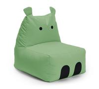 Lumaland Puf infantil Hippo | Puf Animal Familia para Niños | Bolsa de frijol impermeable para interior y exterior | Material de fácil cuidado | 80 x 70 x 65 cm y 2,9 kg ligero [verde]