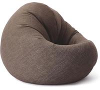 Lumaland Puff Pera Redondo Grande 120 x 80 x 75 cm | con Relleno Incluido 300l | Sillón Relax de Lino para Interior | Sofá Redondo Ideal para Salón y Habitación [Marrón]