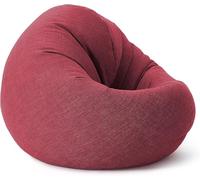 Lumaland Puff Pera Redondo Grande 120 x 80 x 75 cm | con Relleno Incluido 300l | Sillón Relax de Lino para Interior | Sofá Redondo Ideal para Salón y Habitación [Rojo]