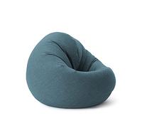 Lumaland Puff Pera Redondo Grande 120 x 80 x 75 cm | con Relleno Incluido 300l | Sillón Relax de Lino para Interior | Sofá Redondo Ideal para Salón y Habitación [Aqua]
