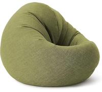 Lumaland Puff Pera Redondo Grande 120 x 80 x 75 cm | con Relleno Incluido 300l | Sillón Relax de Lino para Interior | Sofá Redondo Ideal para Salón y Habitación [Verde Lima]