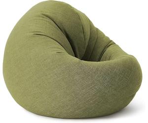 Lumaland Puff Pera Redondo Grande 120 x 80 x 75 cm | con Relleno Incluido 300l | Sillón Relax de Lino para Interior | Sofá Redondo Ideal para Salón y Habitación [Verde Lima]