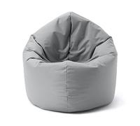 Lumaland Puff Pera Redondo Grande 120 x 80 x 75 cm | Sillón Relax Impermeable para Interior & Exterior | Mueble Ideal para Salón, Jardin y Terraza | con Relleno Incluido 300l [Gris Plata]