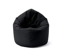 Lumaland Puff Pera Redondo Grande 120 x 80 x 75 cm | Sillón Relax Impermeable para Interior & Exterior | Mueble Ideal para Salón, Jardin y Terraza | con Relleno Incluido 300l [Negro]