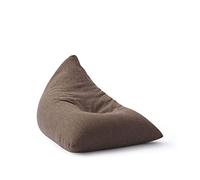 Lumaland Puff Pera Triangular XXL 370l con Relleno Incluido - Sillón Relax de Lino para Interiores - Sofá Puff Gigante Cómodo Ideal para Salón y Habitación - 150 x 100 x 100 cm/Marrón